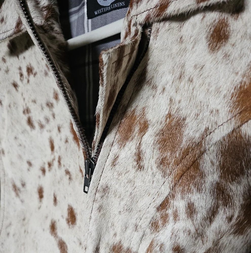 Genuine Hair-On Leather Cowhide Jacket - Picture 2 of 9